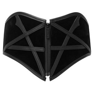 Killstar Draconian Waist Cincher Belt Corset Waistband Velvet and Faux Leather